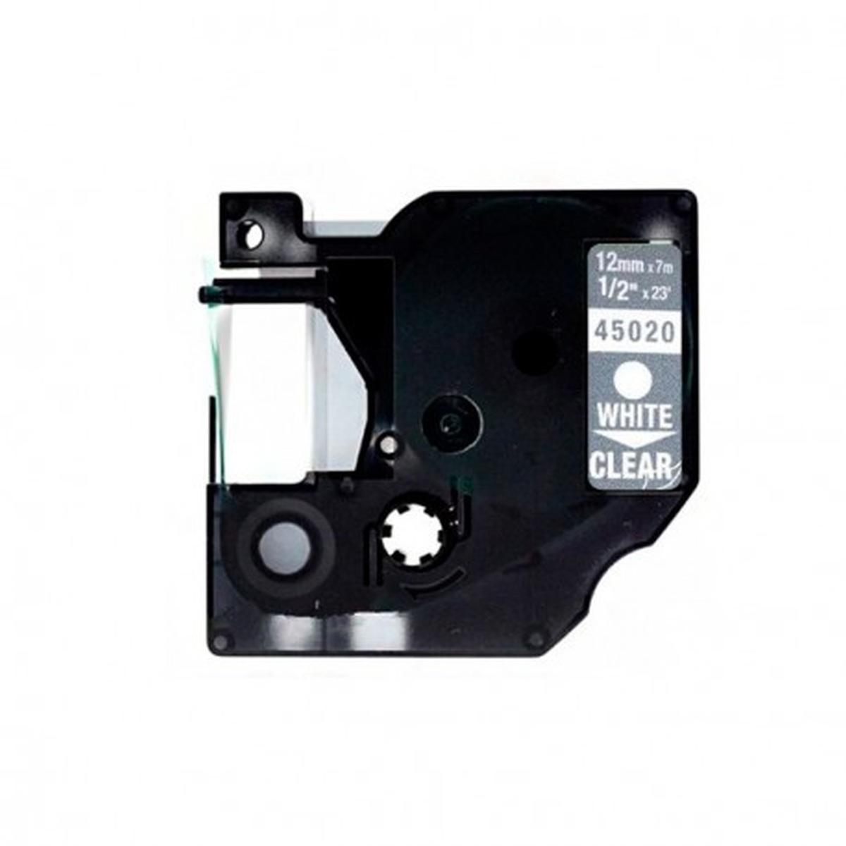 Nastro Bianco su Trasparente (12 mm X 7 m) per DYMO D1 (S0720600, 45020)