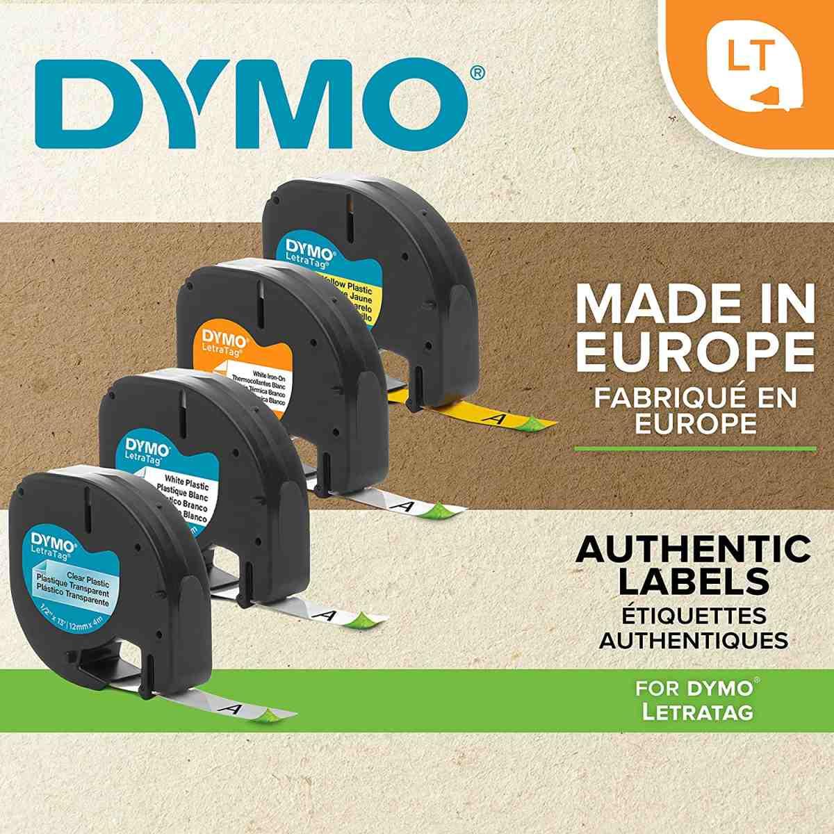 Nastro Originale CARTA Nero su Bianco (S0721510, 91200) (12 mm X 4 m) DYMO LetraTAG