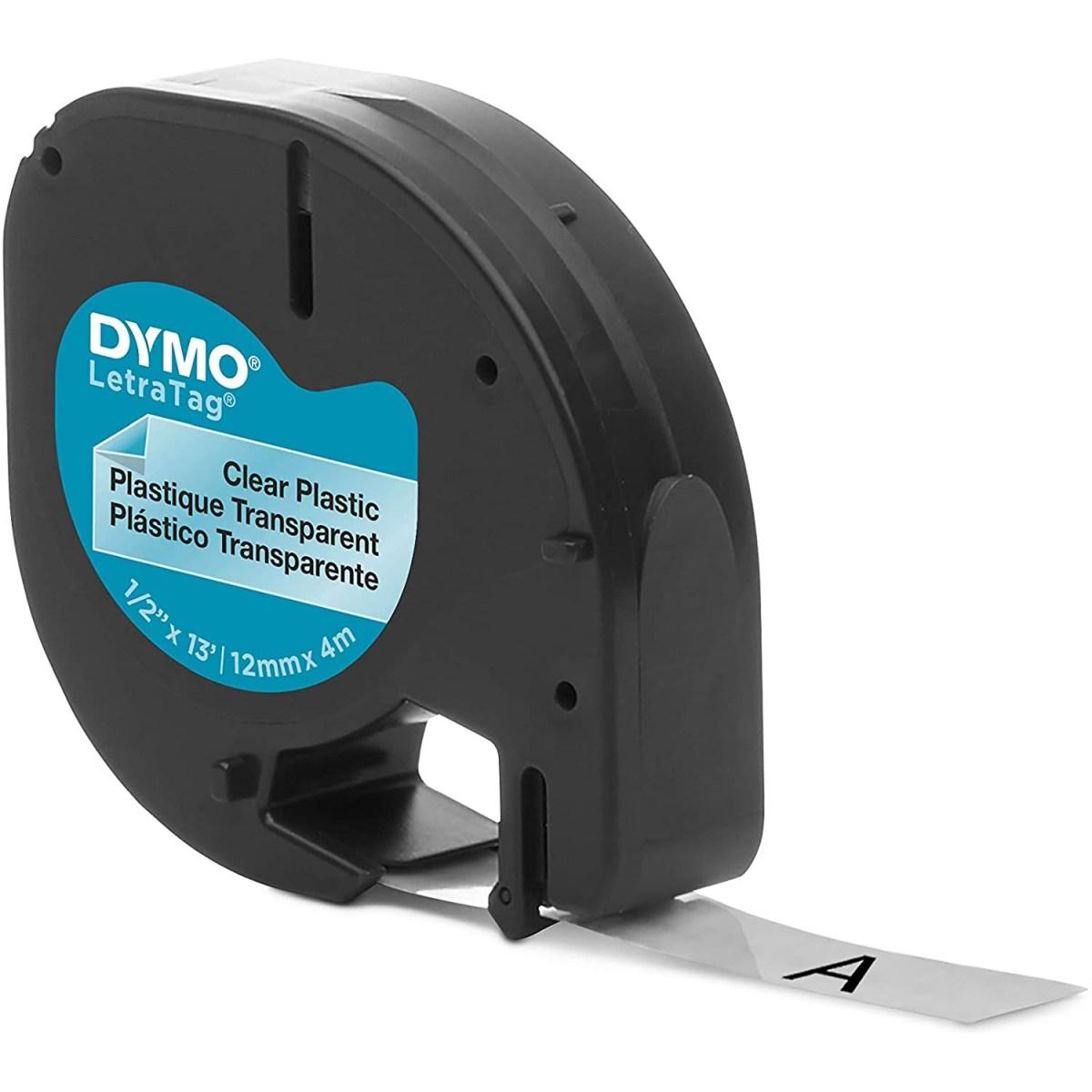 Nastro Originale PLASTICA Nero su Trasparente (S0721530, 12267) (12 mm X 4 m) DYMO LetraTAG