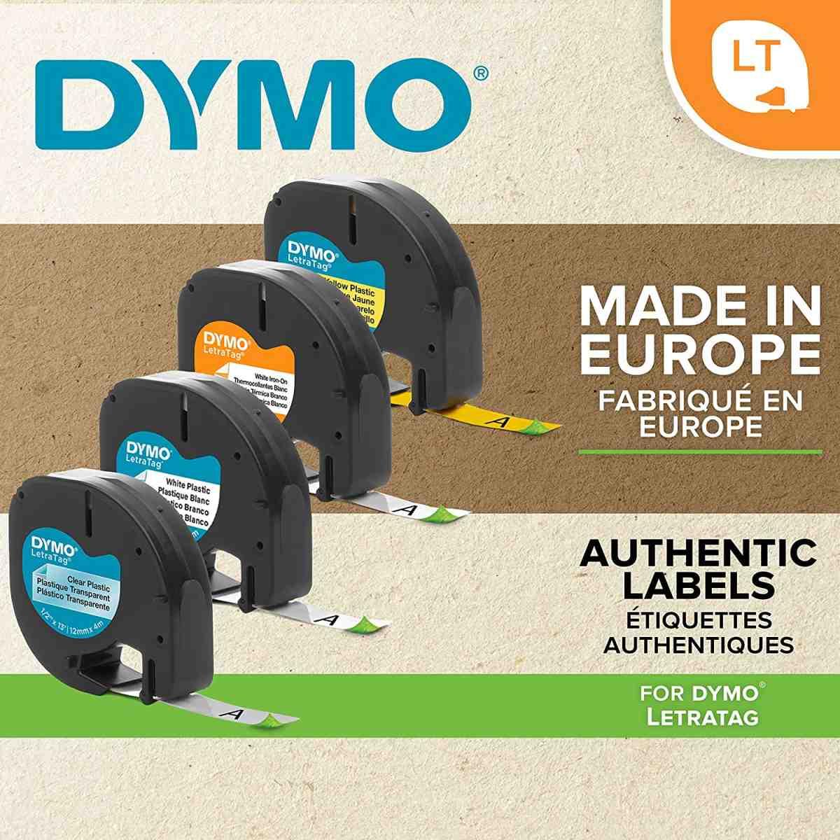 Nastro Originale PLASTICA Nero su Bianco (S0721660, 91221) (12 mm X 4 m) DYMO LetraTAG