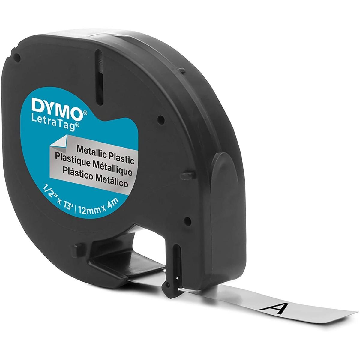 Nastro Originale Nero su sfondo Metallico (S0721730, 91208) (12 mm X 4 m) DYMO LetraTAG