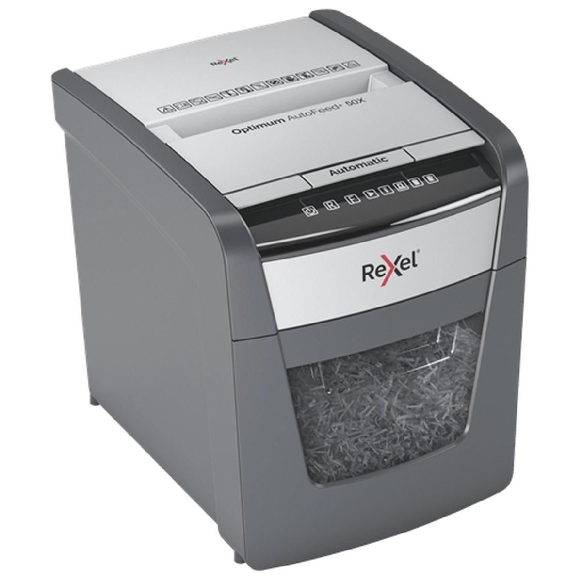Rexel Optimum AutoFeed 50X Distruggi documenti con taglio automatico delle particelle - 20L - Alimentazione automatica da 50 fogli - Slot manuale da 6 fogli - Anti-inceppamento