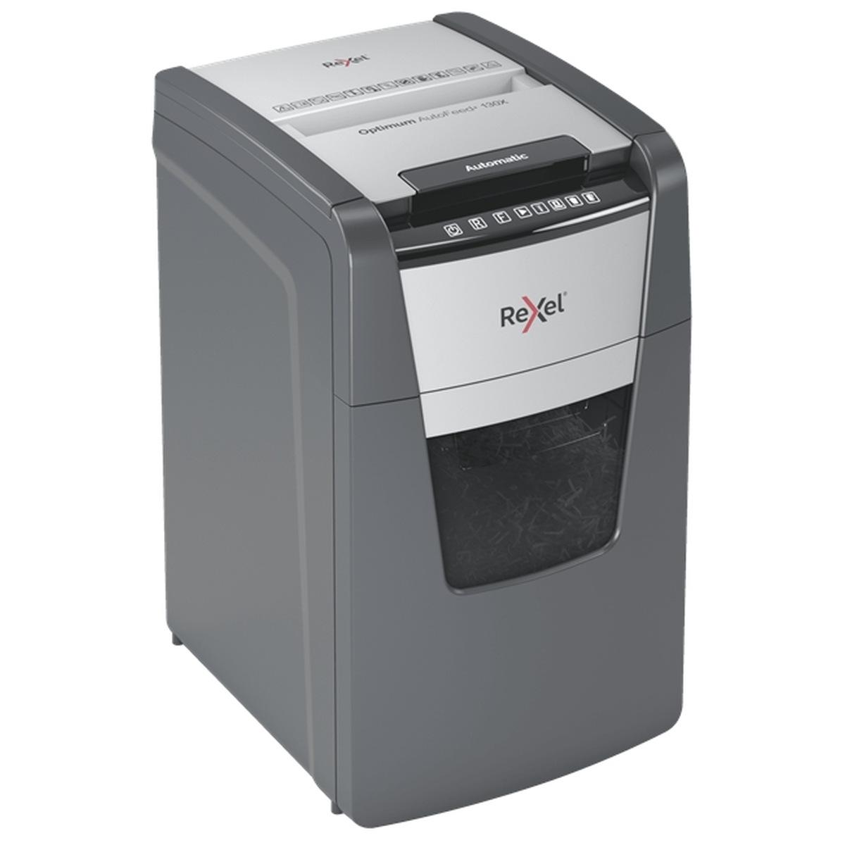 Distruggi documenti Rexel Optimum AutoFeed 130X con taglio di particelle - 44L - Alimentazione automatica da 130 fogli - Slot manuale da 8 fogli - Anti-inceppamento