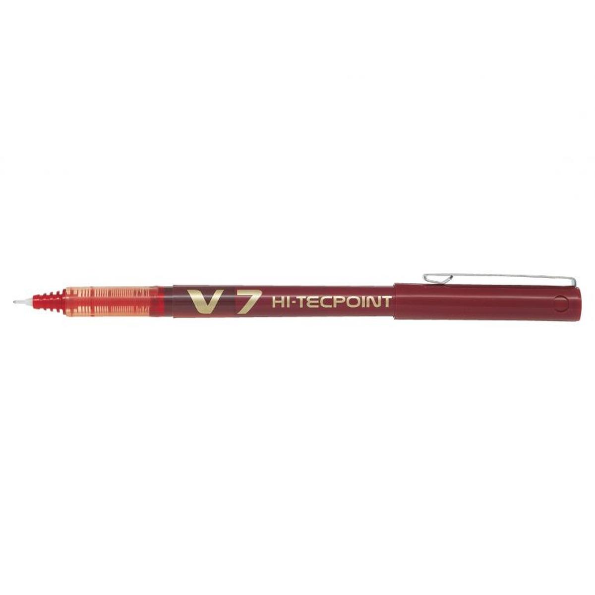Penna Pilot V7 Roller HI-Tecpoint - Punta fine 0,7 mm - Corsa 0,5 mm - Colore Rosso